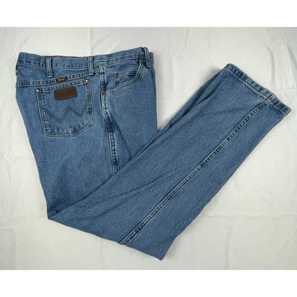 Wrangler 47MWZ Regular Fit Jeans Mens 38x34 Blue Straight Leg 100% Cotton Denim